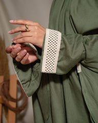 Olive Cotton Viscose Khimar and Skirt Set