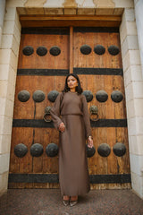 Plisse dress in brown