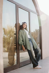 Crinky chemise in olive