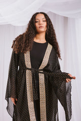 Dotted kaftan in black