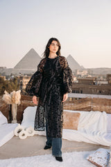 Dotted organza in black