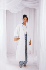 Nur suede kaftan in off-white