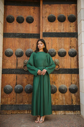 Plisse dress in Royal green