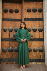 Plisse dress in Royal green
