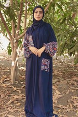 اسدال فيسكوزقطن كحلي مطعم بالستان المطبوع