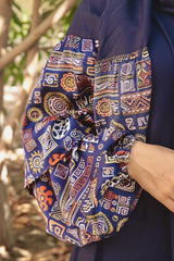 اسدال فيسكوزقطن كحلي مطعم بالستان المطبوع