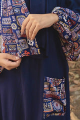 اسدال فيسكوزقطن كحلي مطعم بالستان المطبوع