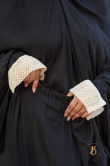 Black Cotton Viscose Khimar and Skirt Set