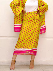 Polka dots lime-green wrap skirt