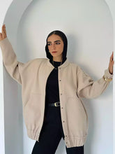 WOOLEN BOMBER IN BEIGE
