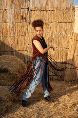 Bohemian Fringe vest in dark chocolate