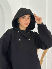 HOODED CO-ORD SET IN BLACK