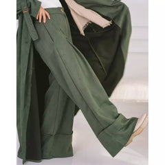 Suede wide leg pants