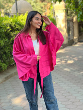 The ruffle linen chemise in fushia