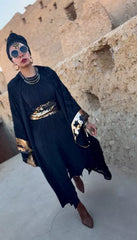 Royal black x gold kaftan