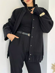 WOOLEN BOMBER IN BLACK