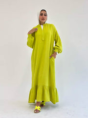 VIBRANT DRESS IN LIME GREEN