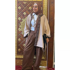 Off white suede cape kaftan