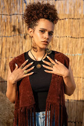 Bohemian Fringe vest in dark chocolate