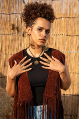 Bohemian Fringe vest in dark chocolate