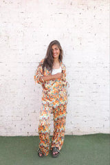 Retro-yellow silk satin set