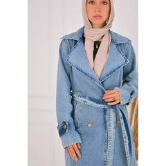 Denim trench coat