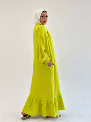 VIBRANT DRESS IN LIME GREEN