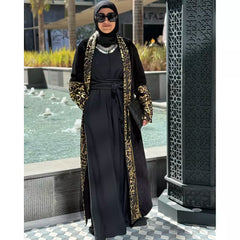 Black velvet embroidered with gold Kuffic Calligraphy