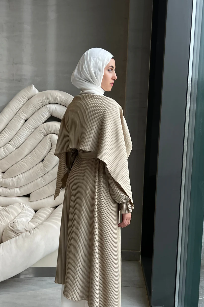 Drape Me in Pleats in Golden Beige