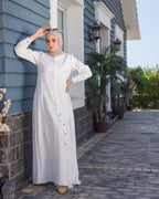 Linen Front Buttoned Dress Offwhite 104 white