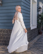 Linen Front Buttoned Dress Offwhite 104 white