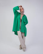 Miss Elegant Long Linen Shirt With Rivets