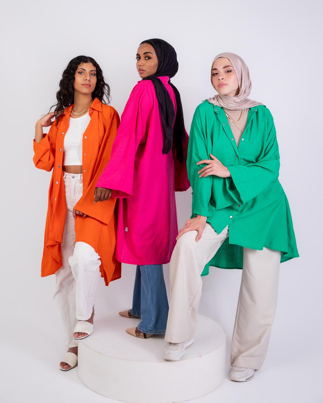 Miss Elegant Long Linen Shirt With Rivets