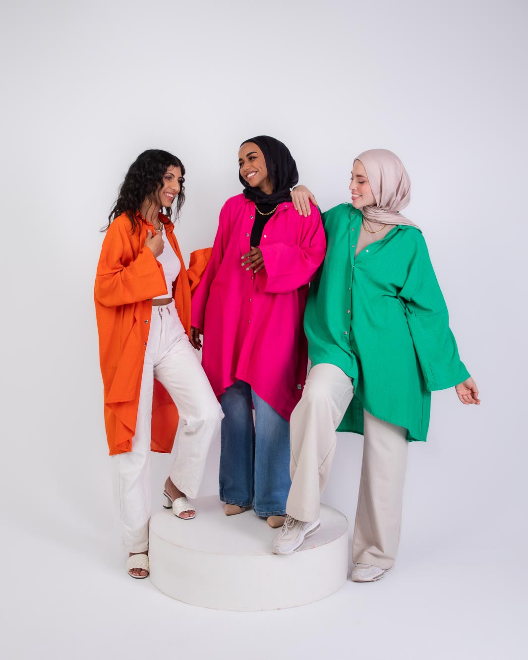Miss Elegant Long Linen Shirt With Rivets