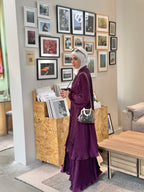 Double Layered Pleated Kaftan/Abaya in Purple