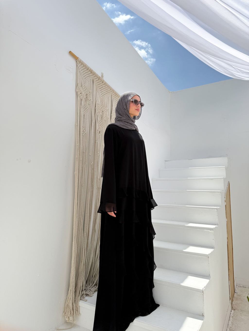 Tiered Ruffles Abaya C600