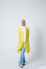 Sunny asymmetrical kimono in yellow