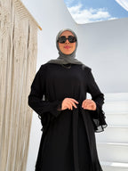 Abaya with soft ruffle sleeves and side details Code 503