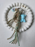 Blue Bear Charm Wristlet Keychain