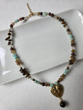 Tiger Eye & Amazonite Heart Necklace