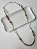 Amazonite & Sunstone Long Beaded Necklace