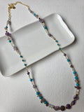 Amethyst & Turquoise Long Beaded Necklace