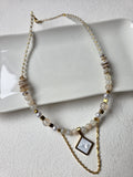Pearl & Mother of Pearl Square Pendant Necklace