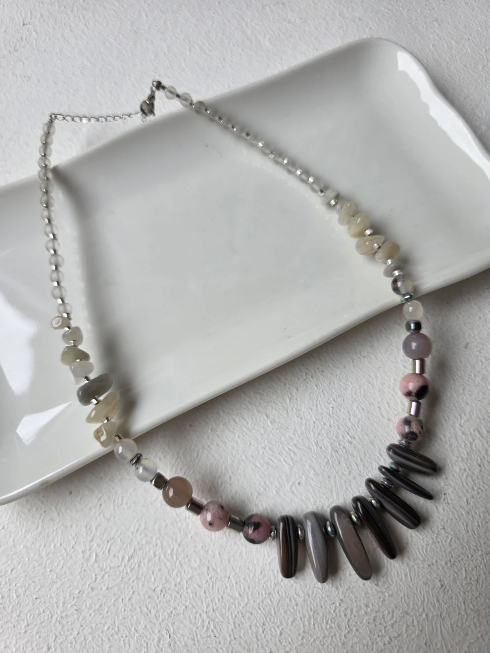 Hematite & Rhodonite Statement Necklace