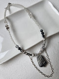 Zebra Jasper Pendant & Crystal Quartz Beaded Necklace