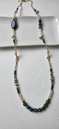 Lapis Lazuli & Chrysocolla Long Beaded Necklace
