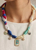 A Colorful Silk Scarf Charm Necklace