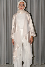Double Layered Emilia Kaftan in Pearl with a hint of Pink