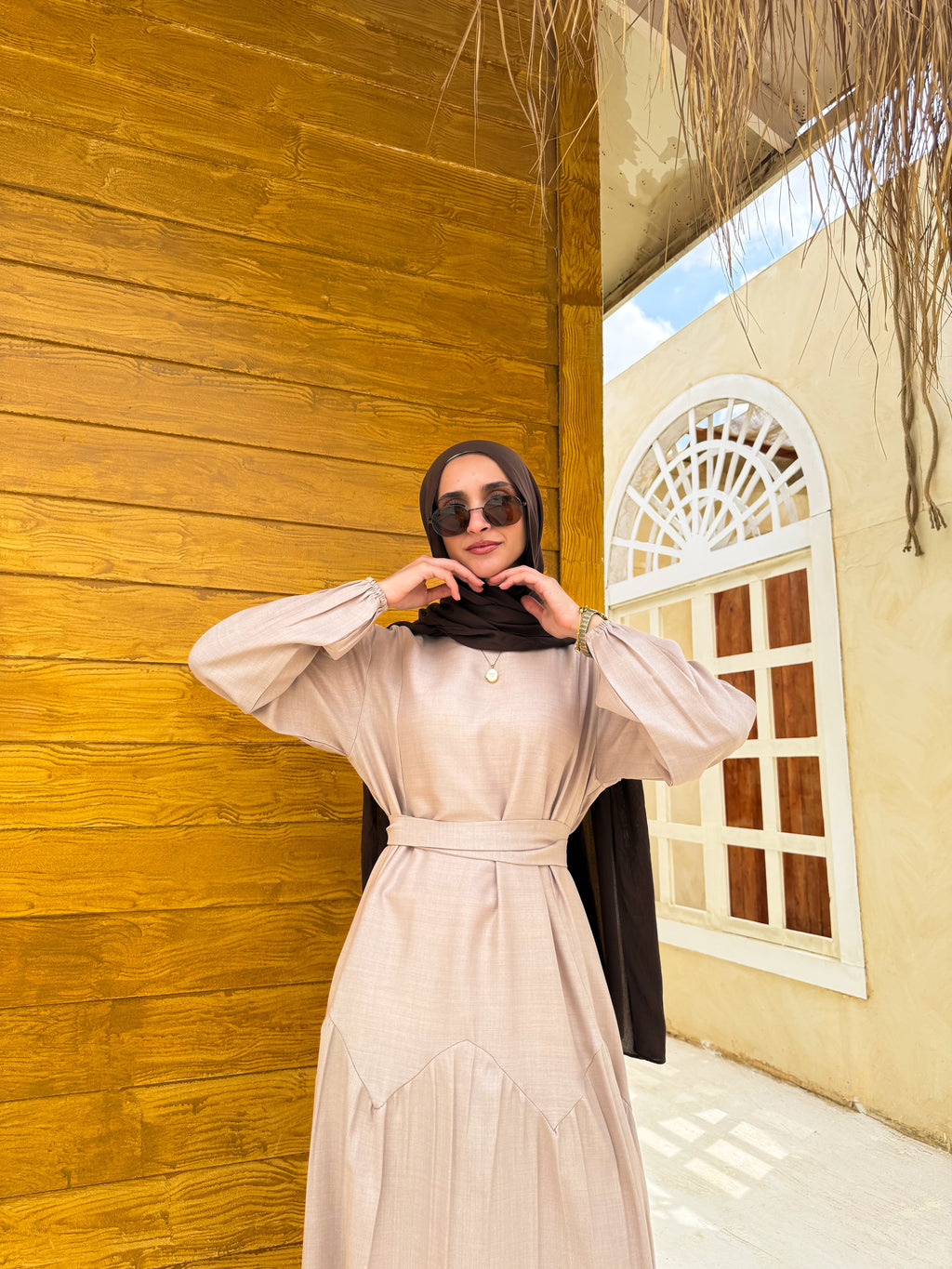 Flow Belted Dress C601 Beige