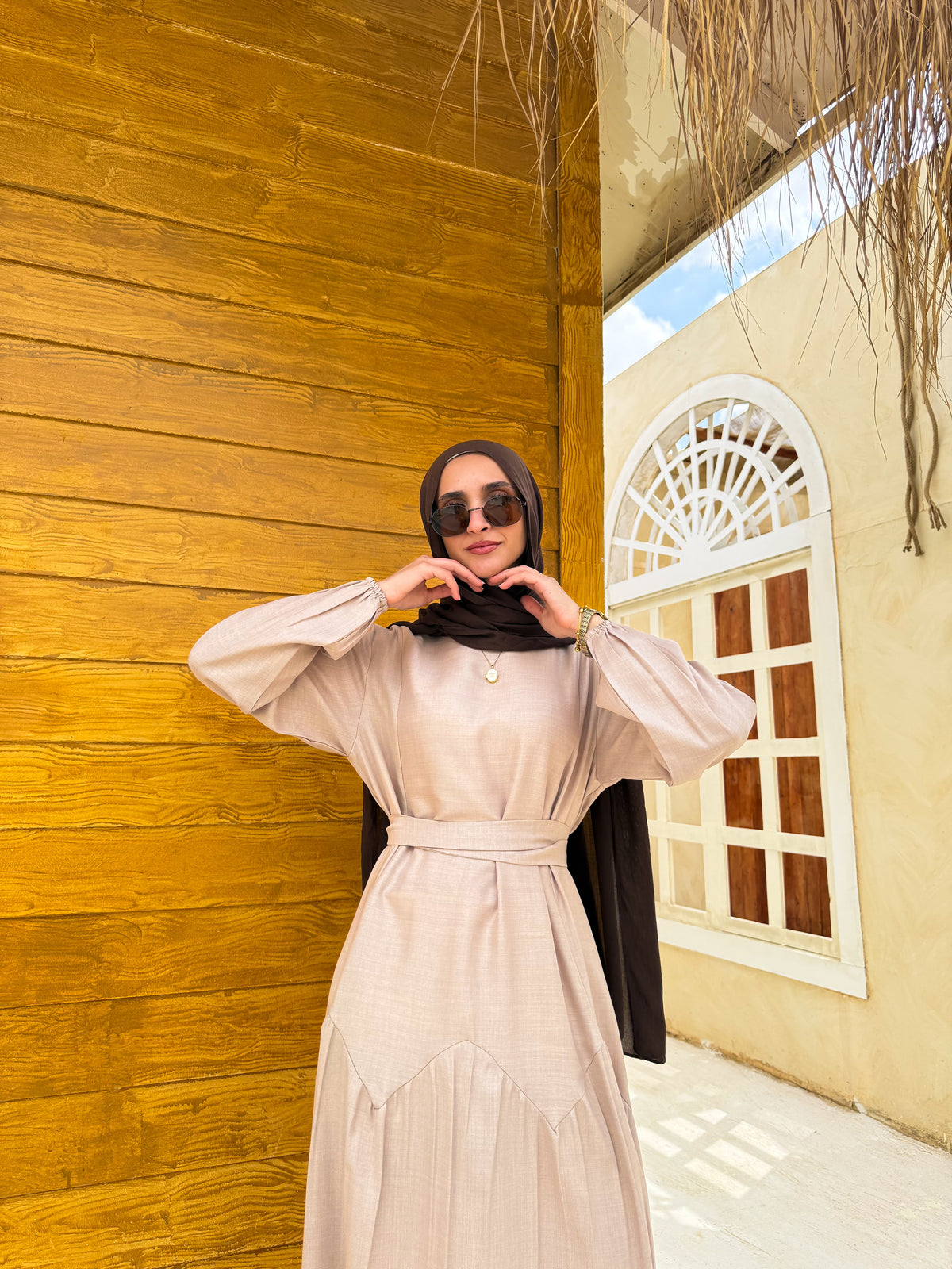 Flow Belted Dress C601 Beige